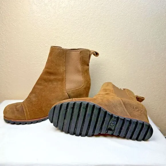 UGG Women's Pax Hidden Wedge Bootie Suede Waterproof - Size 8 - Picture 3 of 6